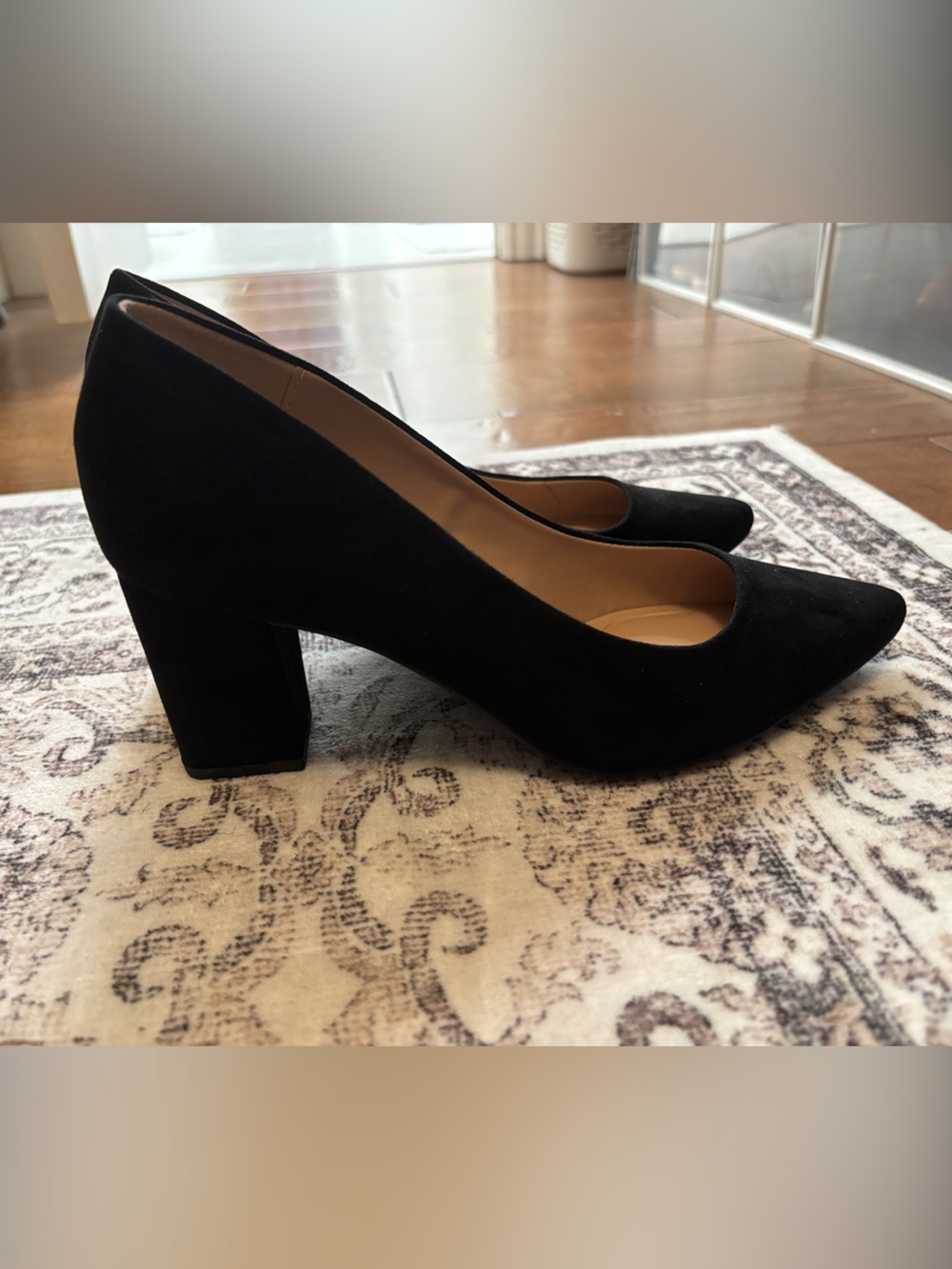 Kelly & Katie Black Suede Block Heel Pumps
